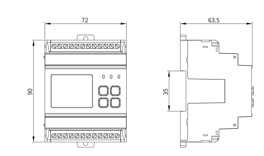 PD195Z-CD32F DC DIN-rail Mounted Energy Meter for EV Charger Dimension