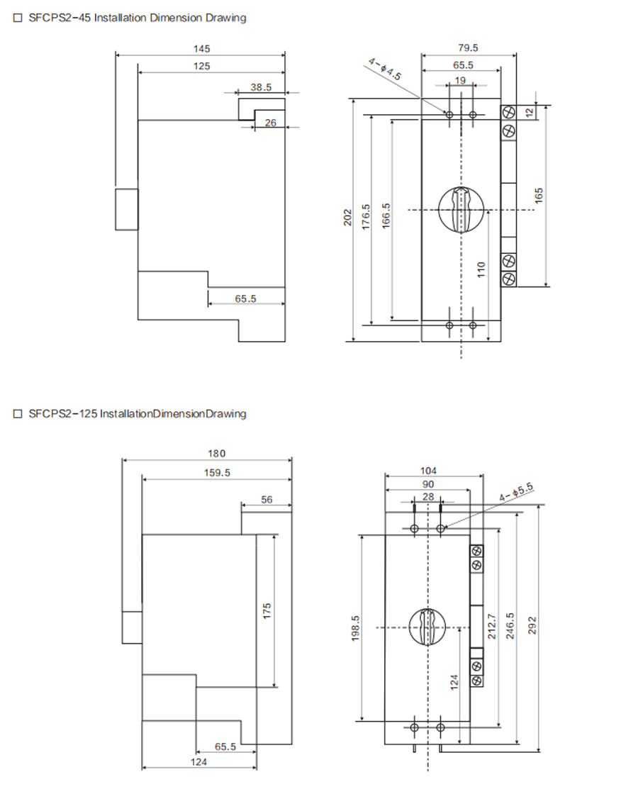 Control and Protection Switch Dimension